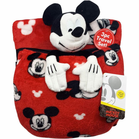 Mickey Mouse 3 Piece Kids Travel Set Includes Blanket, Pillow, & Plush